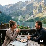 Couple enjoying coffee on terrace