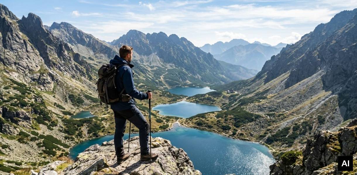 Man standing on rocky outcrop