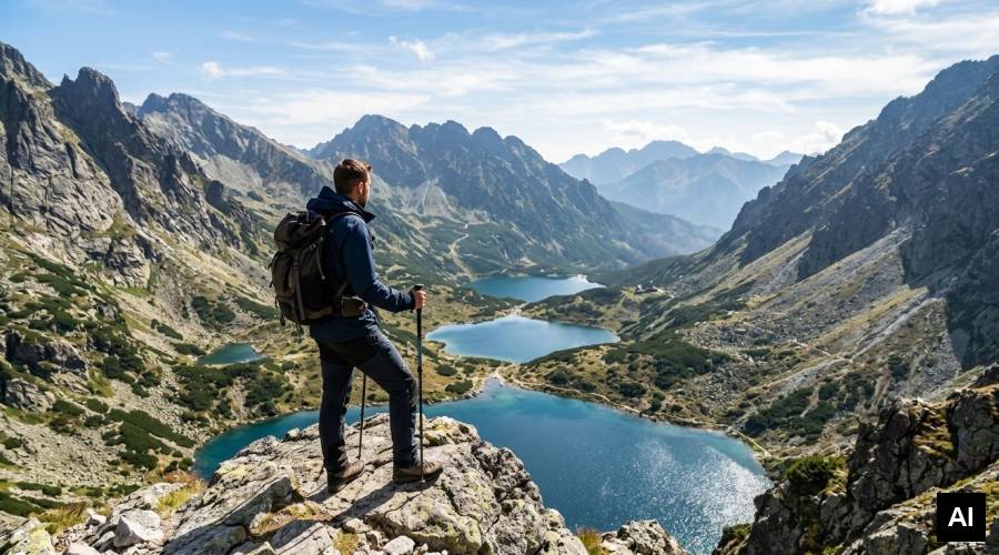 Man standing on rocky outcrop