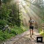 Runner jogging on forest trail