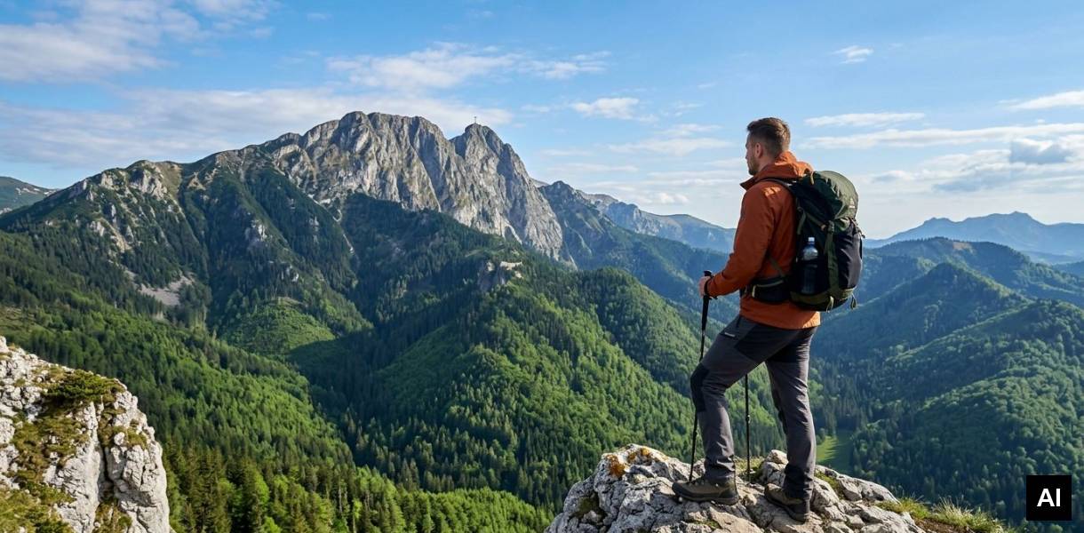Turysta z widokiem na Giewont
