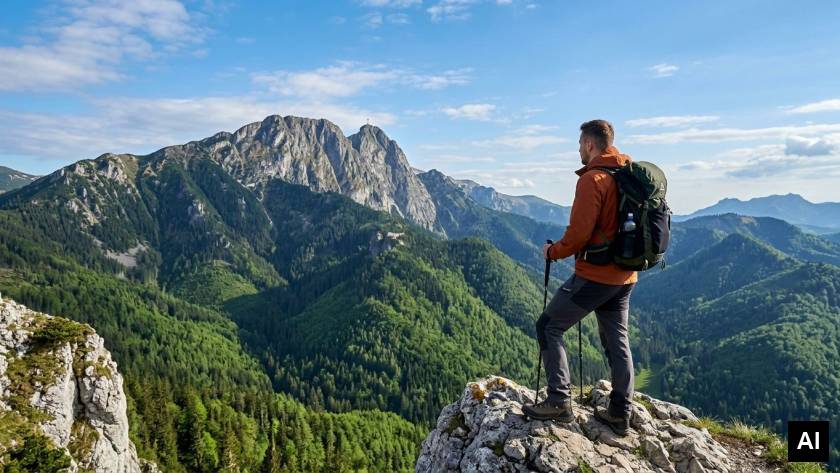 Turysta z widokiem na Giewont