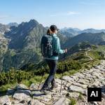 Woman walking on stone path